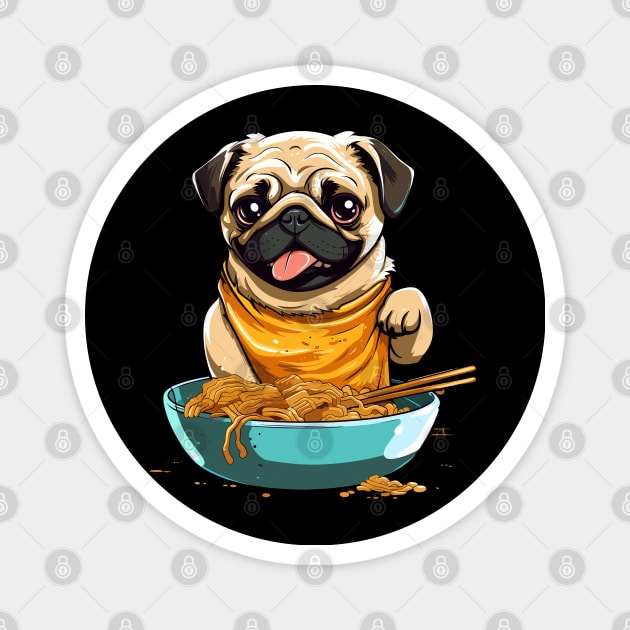 Pug Eating Ramen Magnet by VisionDesigner